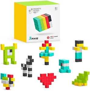 PIXIO-100 - Tiny Magnetic Blocks Building Toy in The Pixel Art Style with Free App - 5/16" Plastic Cubes with 6 Magnets Inside - Open Ended Toy - Creativity Toy for Ages 6+