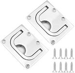 Set of 2 NUZAMAS Boat Flush Hatch, 316 Stainless Steel, 76 * 57mm, Marine Handle Boat Recessed Hatch Recessed Lift Pull Handle with Screws for Cabinet Locker