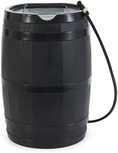 FCMP Outdoor RC45-BLK Rain Barrel (45-Gallon) - Water Rain Catcher Barrel with Flat Back for Watering Outdoor Plants, Gardens, and Landscapes, Black