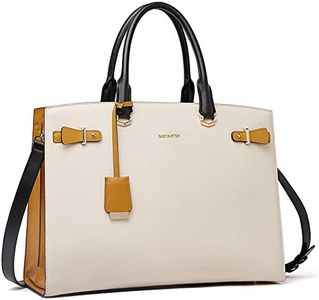BOSTANTEN Briefcase for Women 15.6 Inch Leather Laptop Briefcase Shoulder Work Tote Bag Purse Beige
