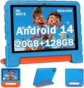 2024 Newest Kids Tablet 10 inch Android 14 Tablets for Kid Octa-Core, 20GB+128GB (TF 1TB), Toddler Tablet with Shockproof Case, 2.4G+5G WiFi 6, Parental Control, Face Unlocked, Split-Screen (Blue)