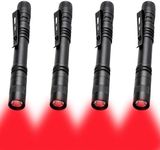 MODOAO Red Light LED Torch, 4 Pack High Power LED Pen Flashlights, Waterproof Handheld Flashlights Pocket Compact Torch with Clip, for Camping, Hiking, Night Vision, Astronomy and Emergency