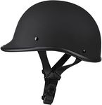 Woljay Helmets Half Cap Vintage Shell Open Face Motorcycle Helmet - DOT Approved (X-Large, Dull Black)