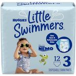 Huggies Little Swimmers Disposable Swim Diapers, Swimpants, Size 3 Small (16-26 lb.), 12 Ct. (Packaging May Vary)