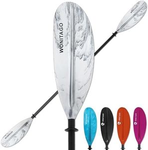 WONITAGO Kayak Paddle with Aluminium Shaft and PP Enhance Blade, Lightweight Kayaking Oar, Adjustable 210-230 cm/82-90 Inches, White&Black