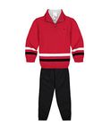 Calvin Klein Boys' 3-Piece Sweater, Dress Shirt, and Pants Set, Red Block, 4