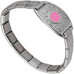 Divoti Deep Custom Laser Engraved Lovely Filigree Stretchable Italian Modular Charm Link Medical Alert Bracelet -Italian Charm Style-Pink