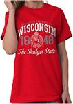 Property of Wisconsin Badger State Womens Graphic T Shirt Tees, Red, X-Large