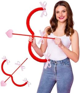 Harrycle Set di Arco e Frecce Cupido da 15,75 Pollici, Giocattolo Rosso per Tiro con l'Arco di San Valentine Foto Props per Costume Accessori per Cosplay di Cupido Forniture per Spettacoli di Feste