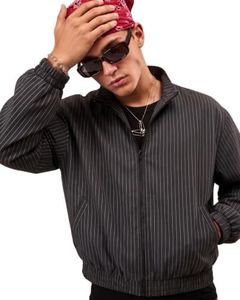 NeoStride Mens Plaid Zip Up Bomber Jacket Vintage Retro Harrington Track