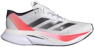 adidas Men's Adizero Boston 12 Shoes Sneaker, White/Aurora Met./Solar Red, 10.5