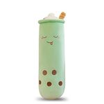 Rexinc Cute Plushies Boba Plush Boba Plushie Long Plush Pillow Bubble Tea Stuffed Animal Gift for Kids Adults (Long Green Boba Plush,36 Inch)