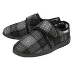 Dunlop Mens Touch Fastening Full Slipper - Black/Grey - UK 11