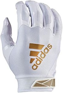 adidas ADIFAST 3.0 Youth Football Receiver Glove, White/Metallic Gold, Medium