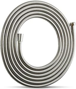 OFFO Shower Hose 5m(198Inch) Kink Free Stainless Steel Shower Hose Attachment Electroplating Handheld Shower Head Hose Flex Hoses Extension with Brass Insert & Nut for Pet Bathing Cleaning Nickel Gray