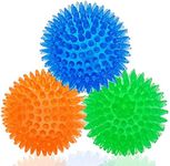 Dog Balls Squeaky Small Dog Toys Puppy Toys Dog Chew Toy for Small medium Dogs Interactive Durable Bouncy Spike Toys Chewing Soft Stab Cleaning Teeth Rubber dog Ball Puzzle Pet Teething (Small 3 pack)