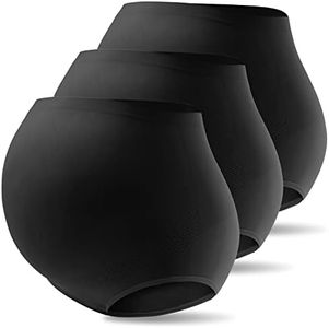 Mama Cotton Women's Over Bump Maternity Knicker High Waist Seamless Pregnancy Briefs Panties (Black-C 3 Pack, Size-M)