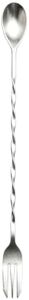 DIONZIA Cocktail Mixing Spoon with Trident Fork,10 Inch 304 Stainless Steel