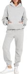 ANRABESS Womens 2 Piece Outfits Lounge Hoodie Oversized Sweatshirt Jogger Sweatpants Y2K Tracksuit Sweatsuit Set Fall Clothes, Light Gray, Medium