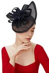 BABEYOND Wedding Fascinator Mesh Feather Fascinator Hair Clip Tea Party Bridal Fascinator Veil Crystal Wedding Veil