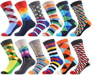 WeciBor Men's Dress Party Colorful Funny Cotton Crew Socks - 12 Pack