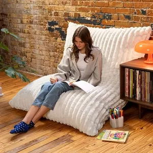 Jaxx Pillow Saxx 5.5-Foot Faux Fur - Luxuriously Soft Bean Bag Floor Pillow and Lounger, Mondo Ivory