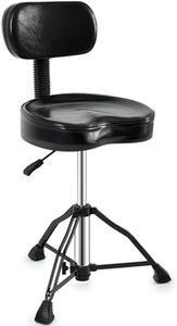 Sintuff Drum Throne with Backrest Padded Hydraulic Drum Chair Height Adjustable Drum Stool with Stable Bass Comfortable Memory Foam Drum Seat for Adult Drummers Guitar Players(Black,Apple Style)