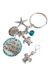 Handmade Turquoise Gem Life is Better at the Beach, Ocean Sea Turtle Starfish Shell Charm Keyring