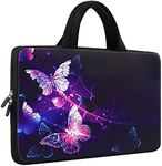 ICOLOR Purple Butterfly 14.5 15 15.4 15.6 Inch Laptop Carrying Bag Neoprene Travel Briefcase Cover Portable Chromebook Ultrabook Sleeve Case with Handle Fits 14.5-15.6 Inch Notebook/Netbook(IHB15-21)