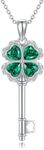 URONE Clover Necklace 925 Sterling Silver Four Leaf Clover Pendant Necklace Irish Good Luck Clover Jewelry Gift For Women