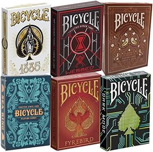Bicycle Playing Cards 6 Deck Collector's Bundle - Bicycle Dark Mode | Bicycle Fyrebird | Bicycle Sea King | Bicycle 1885 | Bicycle Webbed | Bicycle Aviary Orange