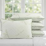 AYKA Premium Bamboo Microfibre Pillow for Sleeping, Set of 4 | 17x27 Inch Hotel Luxury Bed Pillows | 100% Virgin Fiber Fill, Soft & Fluffy | Neck Support for Side, Back & Stomach Sleepers