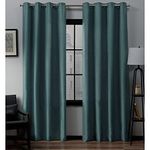 Exclusive Home Loha Linen Grommet Top Curtain Panel Pair, Blue Teal, 54x108, 2 Piece