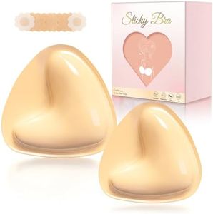 Sticky Bra Push Up for Women - Double Sided Adhesive Bra with,Reusable Boob Lift & Enhancement Cups,Invisible Push Up Bikini & Nipple Covers,Ultra Boost Bra Pads & Sticky Inserts Beige