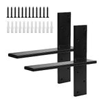 Cskunxia 2 Pack Free Hanging Shelf Bracket, Heavy Duty T Shelf Bracket with Screws, Floating Shelf Brackets, Granite Countertop Support Brackets, Shelf Brackets 12 inch