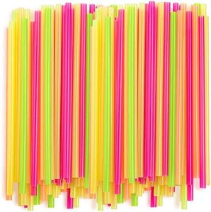 Comfy Package [100 Pack] 8mm Wide Smoothie Straws, Plastic Boba Straws Disposable, Milkshake Straws - Assorted Colors