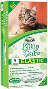 Alfapet Kitty Cat Pan Litter Box Disposable, Elastic Liners-5-Pack-For Extra-Giant, jumbo, super-jumbo Size litter Pans- With Sta-Put Technology for Firm, Easy Fit- Quick + Clever Waste Cleaners