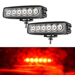 AUXMOTEC Red Led Light Bar 2PCS 18W Spot Driving Fog Light Off-road Work Light Waterproof Compatible for Boat ATV SUV Truck Pick-up Van Fishing Hunting Navigation 12v 24v