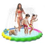 Non-Slip Splash Pad for Kids,Splash Pad for Dogs,67" Thickened Sprinkler Play Mat Summer Outdoor Water Toys,Dogs Paddling Pool Spray Water Pad,Fun Backyard Fountain Play Mat for Kids Toddlers or Pet