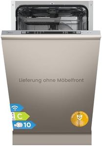 Midea SV 5.14K10C Geschirrspüler Vollintegriert 45cm, 10 Gedecke, Spülmaschine Unterbaufähig mit WIFI, 8 Programme, 44 dB, Automatische Türöffnung, 0-24H Startverzögerung, Inox