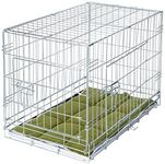 UNDERDOG Metal Dog Crate/Cage – Pet Black Metal Folding Cage with 2 Doors Sliding Chew Resistant Plastic Base Tray with Bed Heavy Duty Puppy Training Solution (24" SML, Silver)