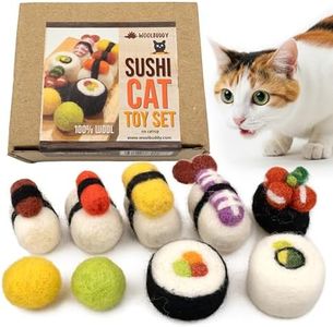 Woolbuddy Cat Sushi Toy, 8pcs, Wool Cat Toy for Boredom & Stimulating, Cute Interactive Toys for Indoor Feline Friends, Self-Play Kitten Toys, Chew Toy, Enrichment Without Catnip