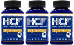 HCF Happy, Calm & Focused - Brain Focus, Attention, Concentration & Mood Supplement - FQ Foundation Amino Acids, Vitamins & Minerals. (3-Pack)