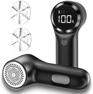 BZGG Rechargeable Lint Remover, Bobble Remover for Clothes, 3 Speeds Adjustable Fabric Shaver, LED Display Bobble Remover for Clothes, Lint Shaver for Various Fabrics, Black