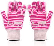 Extreme Heat Resistant Oven Gloves - Oven Glove EN407 Certified 932F - Oven Mitts Heat Resistant Cooking Gloves for BBQ, Grilling, Baking,Cutting, Welding, Smoker Fireplace (Pink)