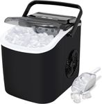 Ice Maker Machine | Countertop Ice Machine with Portable Handle | 9 Cubes Ready in 6 Mins | 12 kg in 24 Hrs | Self-Cleaning | Ice Scoop and Basket |for Home/Kitchen/Office/Bar (BLACK)