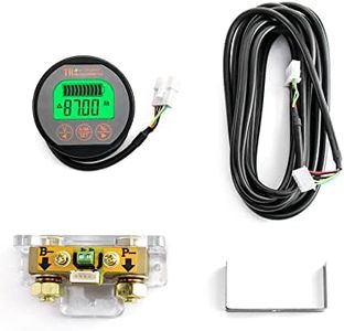 (Battery Monitor with 13FT Cable) - QWORK Battery Monitor Voltmeter Ammeter, Voltage Range 8V-80V and up to 500A, Voltage Current Metre with 4m Custom Cable