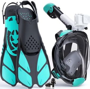 Schnorchelset für Erwachsene, Faltbare Vollgesichtsmaske mit Flossen, CO2-sicher, Anti-Beschlag & auslaufsicher inkl. Tragetasche - Schnorchelmaske Erwachsene für Schnorchelurlaub