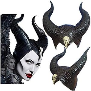 Kaimeng Costume d'Halloween pour femme reine cornes casque cosplay maléfique costume latex noir mauvais couvre-chef bandeau décoration adulte cornes chapeau pour cosplay malveillant fête