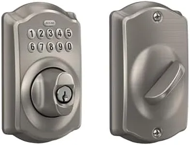 Schlage BE365 V CAM 619 Camelot Keypad Deadbolt, Electronic Keyless Entry Lock, Satin Nickel